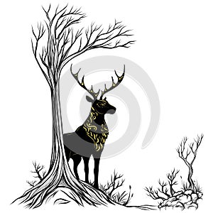 illustration of a magical stag