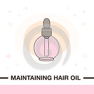 Illustration of maintaining hair oil product.