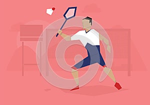 Illustration Of Male Badminton Player Competing In Event