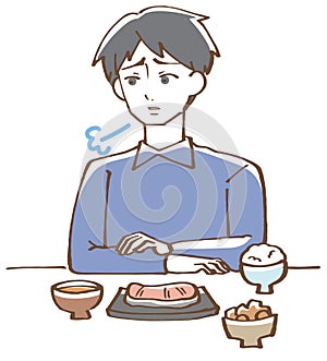 Illustration of a man without appetite