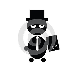 Illustration man and bill paper