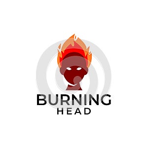 Illustration of a man with a burning head. fire vector logo. good for any business related to fire or any business and brand with