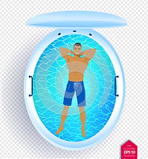 Illustration of man in floating tank