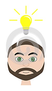 Illustration of man with lightbulb (idea symbolization)