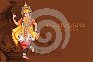 man performing Yakshagana dance traditional folk dance of Karnataka, India