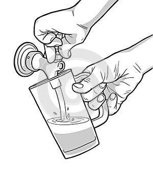 Illustration of man pouring draft beer