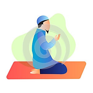 Illustration of man pray doa muslim