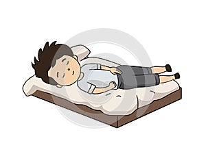 Illustration of Man Relaxing on Bed