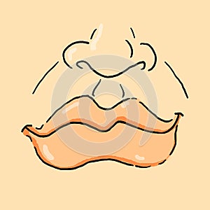 Illustration of a man`s mouth with black mustaches