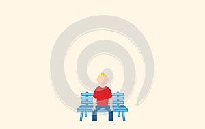 Illustration of a man sitting alone on a two-seater bench