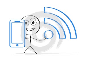 Illustration of man with smartphone