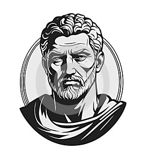 illustration of man with stoic presence represents deep thought photo
