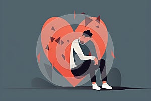 Illustration of a man suffer from heart broken