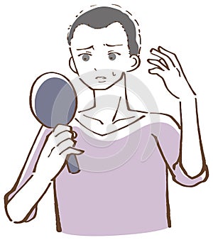 Illustration of a man suffering from thinning hair