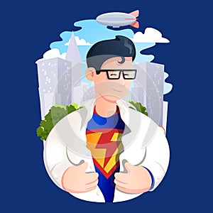 Illustration of a man with super powers