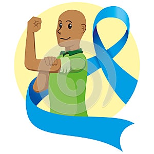 illustration man in support of prostate cancer prevention. lace november blue. ideal for educational