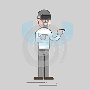 Illustration of man using virtual reality technology