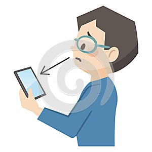 Illustration of a man who is out of focus with presbyopia photo