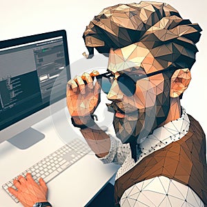 Illustration of a man working at a computer