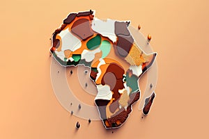 Illustration of the map of the African continent filled with colors. Generative AI