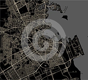 Map of the city of Doha, Qatar