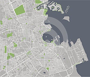 Map of the city of Doha, Qatar