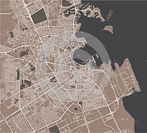 Map of the city of Doha, Qatar