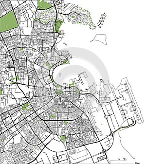 Map of the city of Doha, Qatar