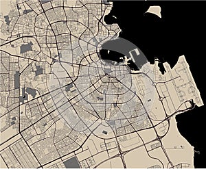 Map of the city of Doha, Qatar