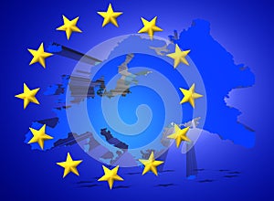 Illustration of a map of European union and EU flag illustration photo