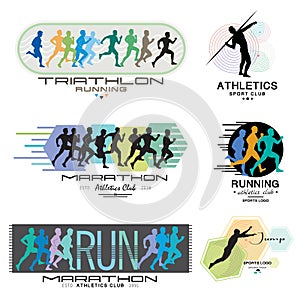 Illustration of a Marathon. Poster - triathlon, sprint, run. Run logo.