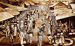 Illustration of market in Freetown