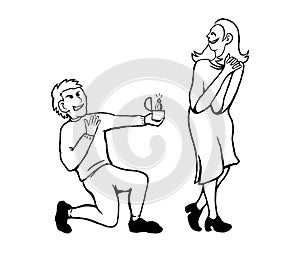 Illustration of marriage proposal