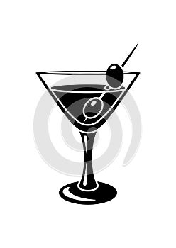 Illustration of martini cocktail in glass. Alcoholic drink for party.