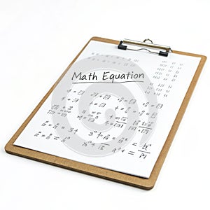 Math equation sheet illustration isolated on white background