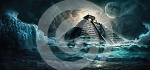 Flooded Mayan Pyramids in the Storm photo