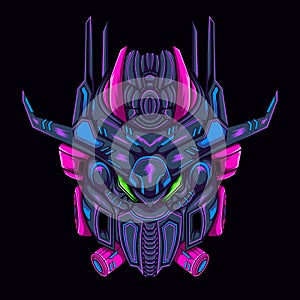 Illustration mecha mask, can be used for t-shirt or logo template