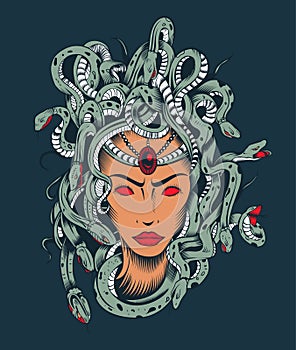 Illustration of Medusa Gorgon head photo