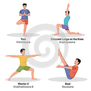 Illustration of men doing yoga