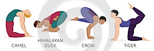 Illustration of men doing yoga pose