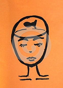Illustration of mental illness on orange background