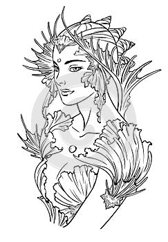 Illustration of mermaid princess.
