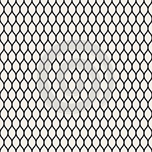 Vector seamless pattern, black thin wavy lines