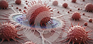 Illustration of a migrating and spreading cancer cell