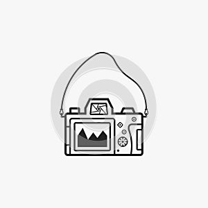 Illustration of Mirrorless Camera Back Side Line Icon Symbol