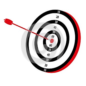 Illustration of a missile on the bullseye of a dartboard isolated on a white background