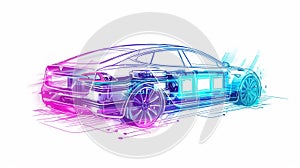 Illustration of modern battery pack in a fictional modern car.