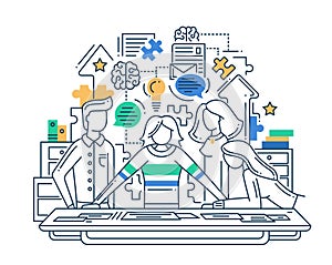 Illustration of modern line flat design creative