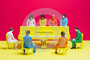 illustration modern performance piano music trend art concept colourful people. Generative AI.