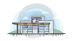 Illustration of Modern private house in line style